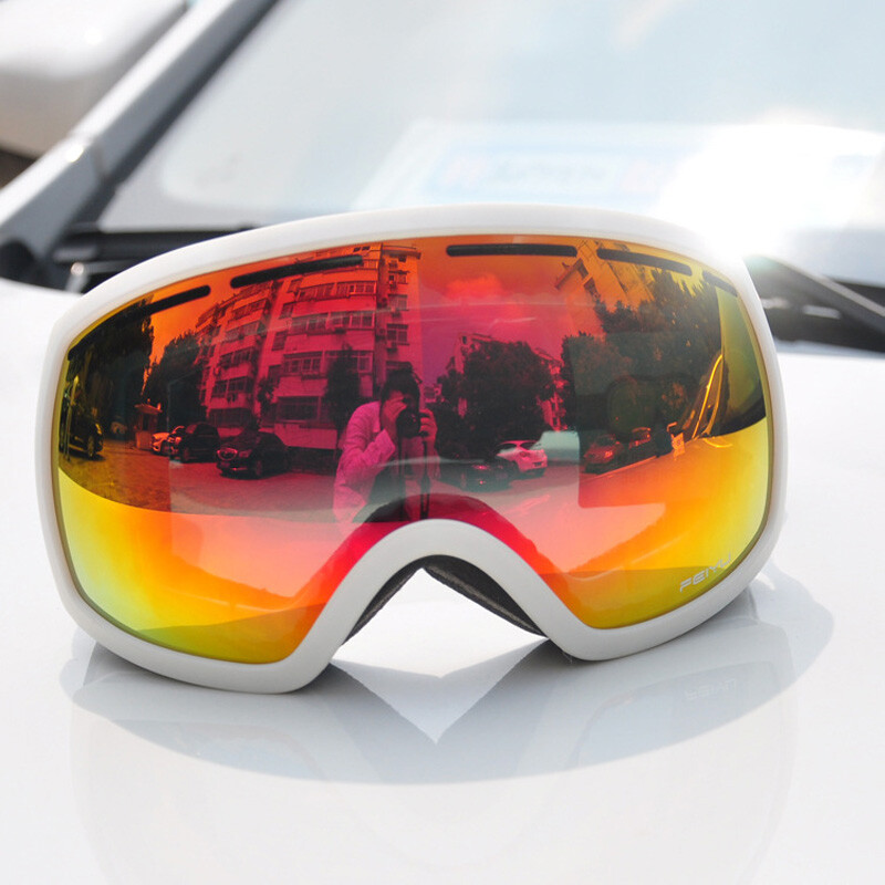 双层 防雾滑雪镜 单双板成人雪地眼镜 护目镜大球面镜片登山防护眼镜可卡近视镜 滑雪防护用具 黑色水银魔